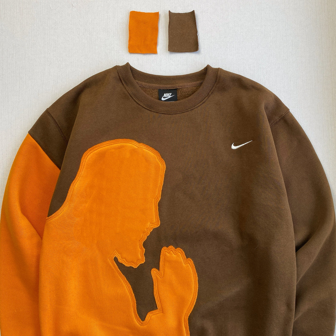 "Praying Hands" Reworked Sweatshirt - Brown/Orange