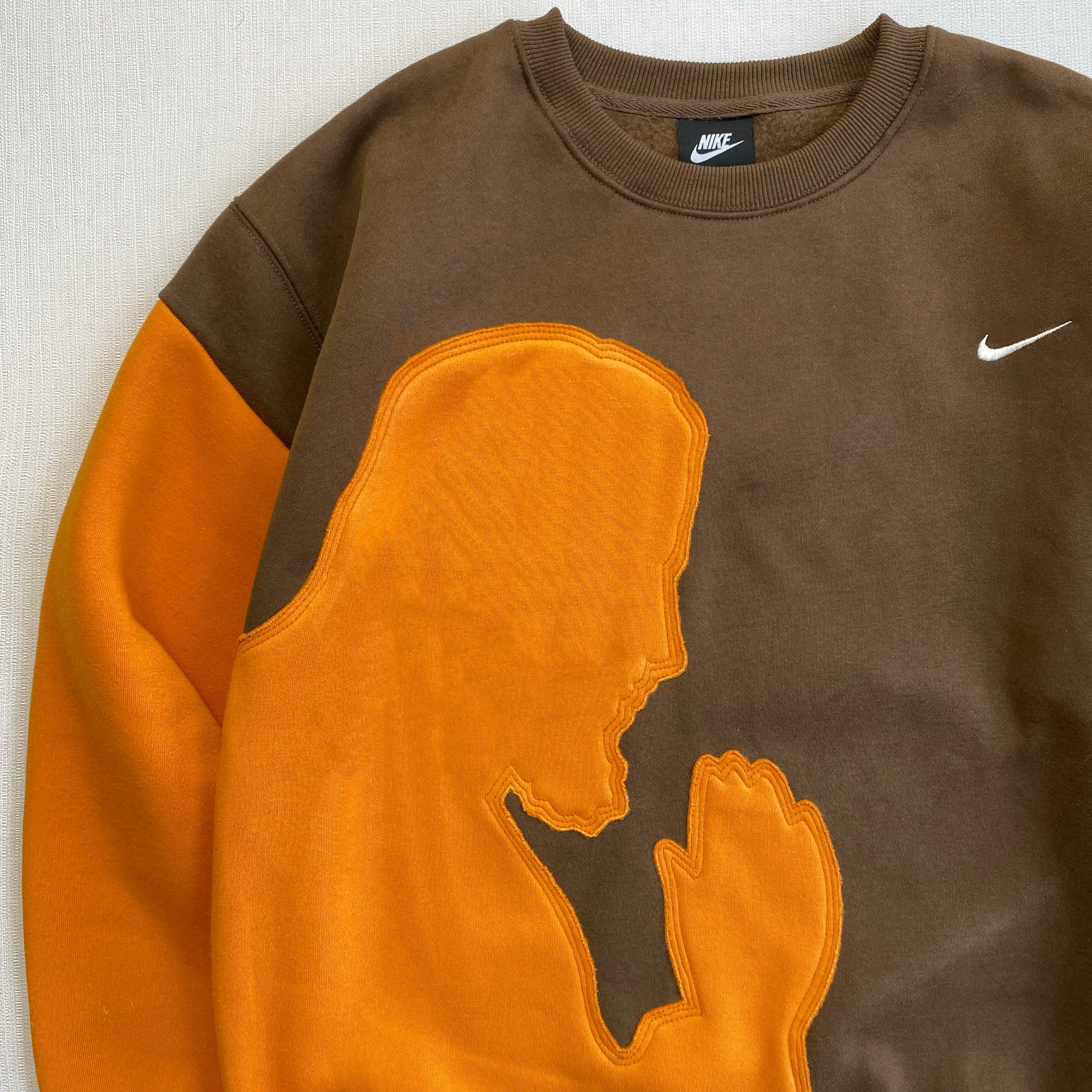 "Praying Hands" Reworked Sweatshirt - Brown/Orange