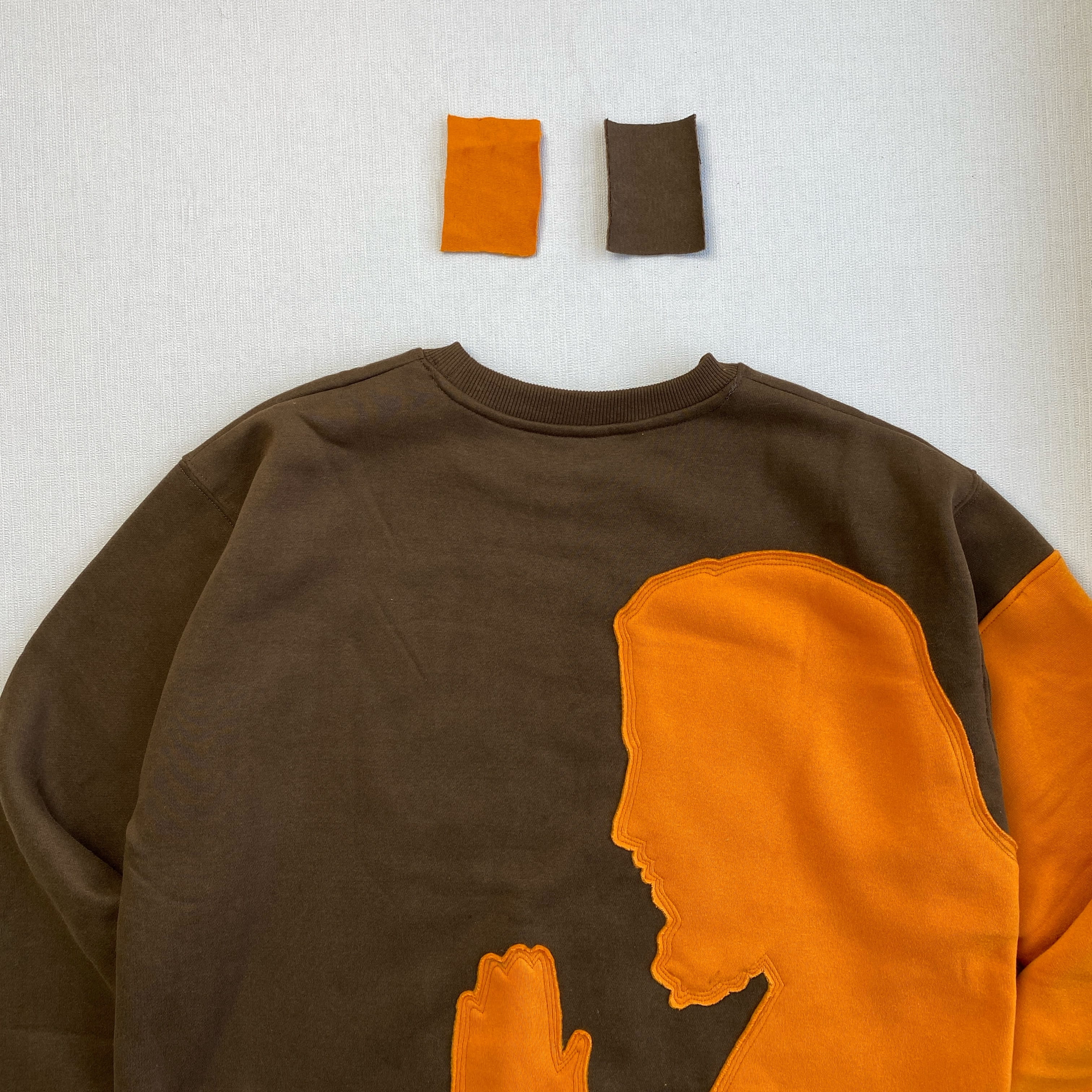 "Praying Hands" Reworked Sweatshirt - Brown/Orange