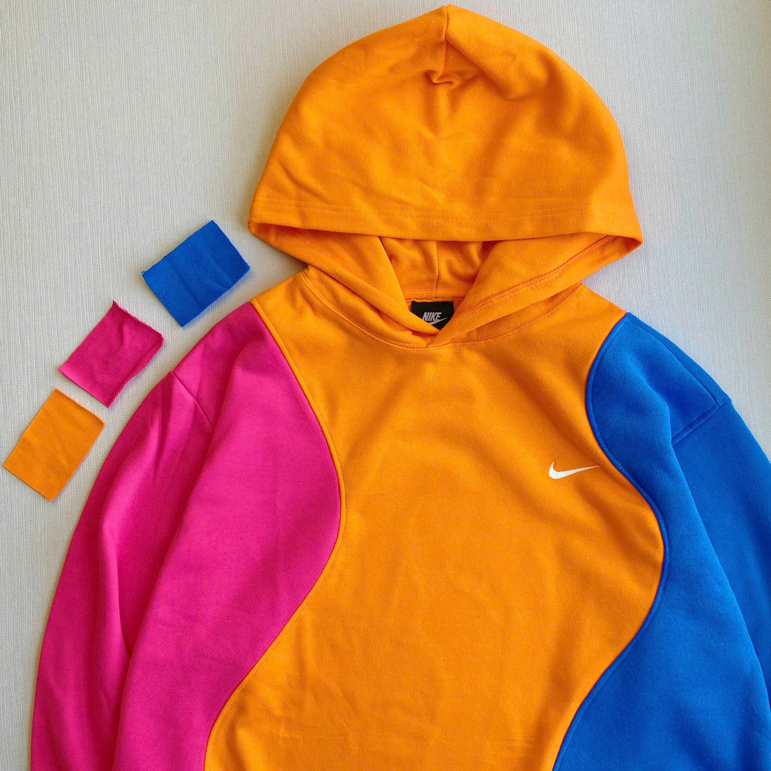 Handcrafted Wave Panel Reworked Hoodie - Sunset Contrast Edition