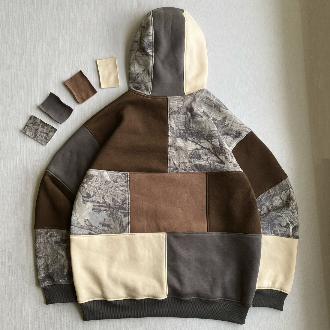 Timber & Moss 1-of-1 Handcrafted Camo Patchwork Hoodie