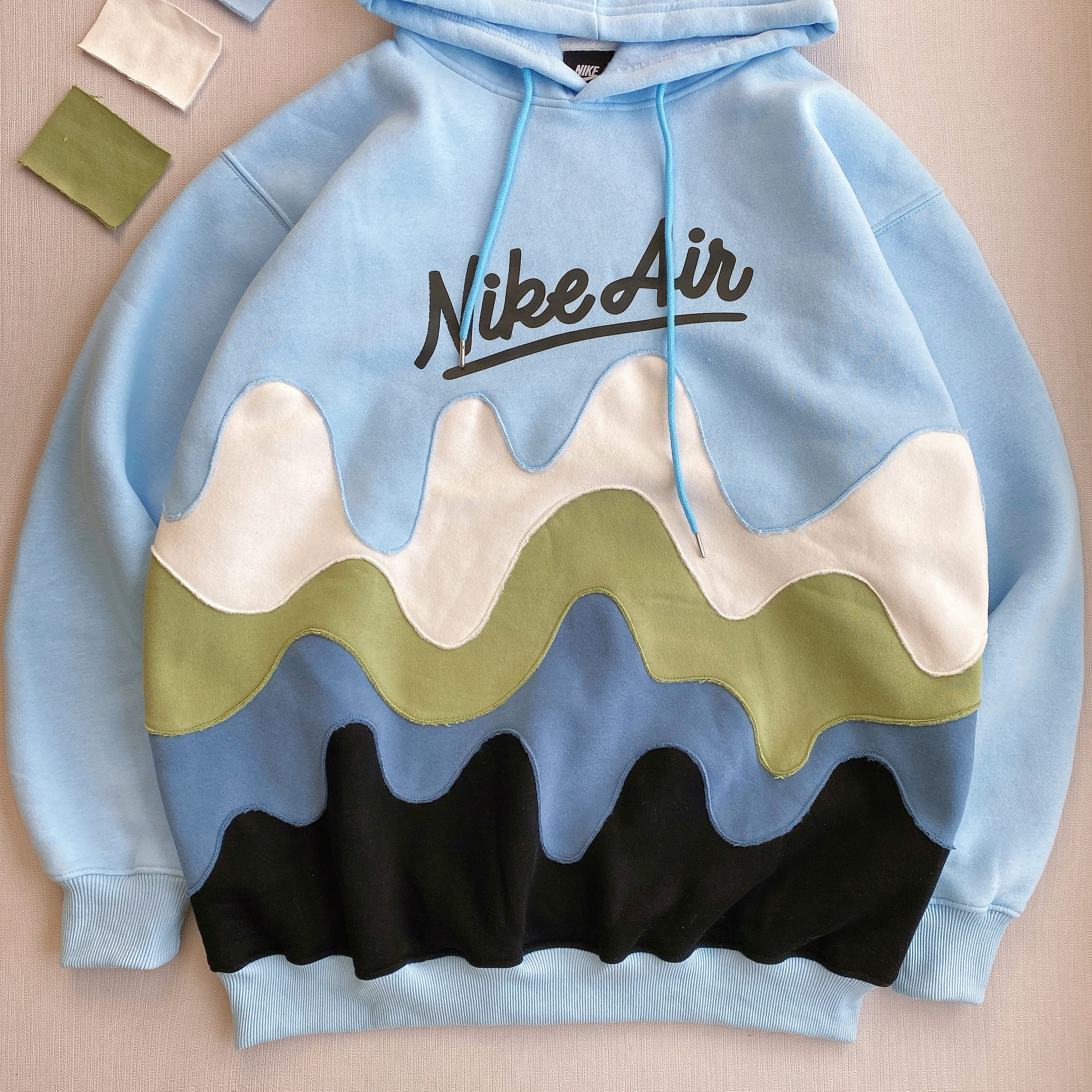 Waveform Patchwork Reworked Hoodie - Sky Drift Edition