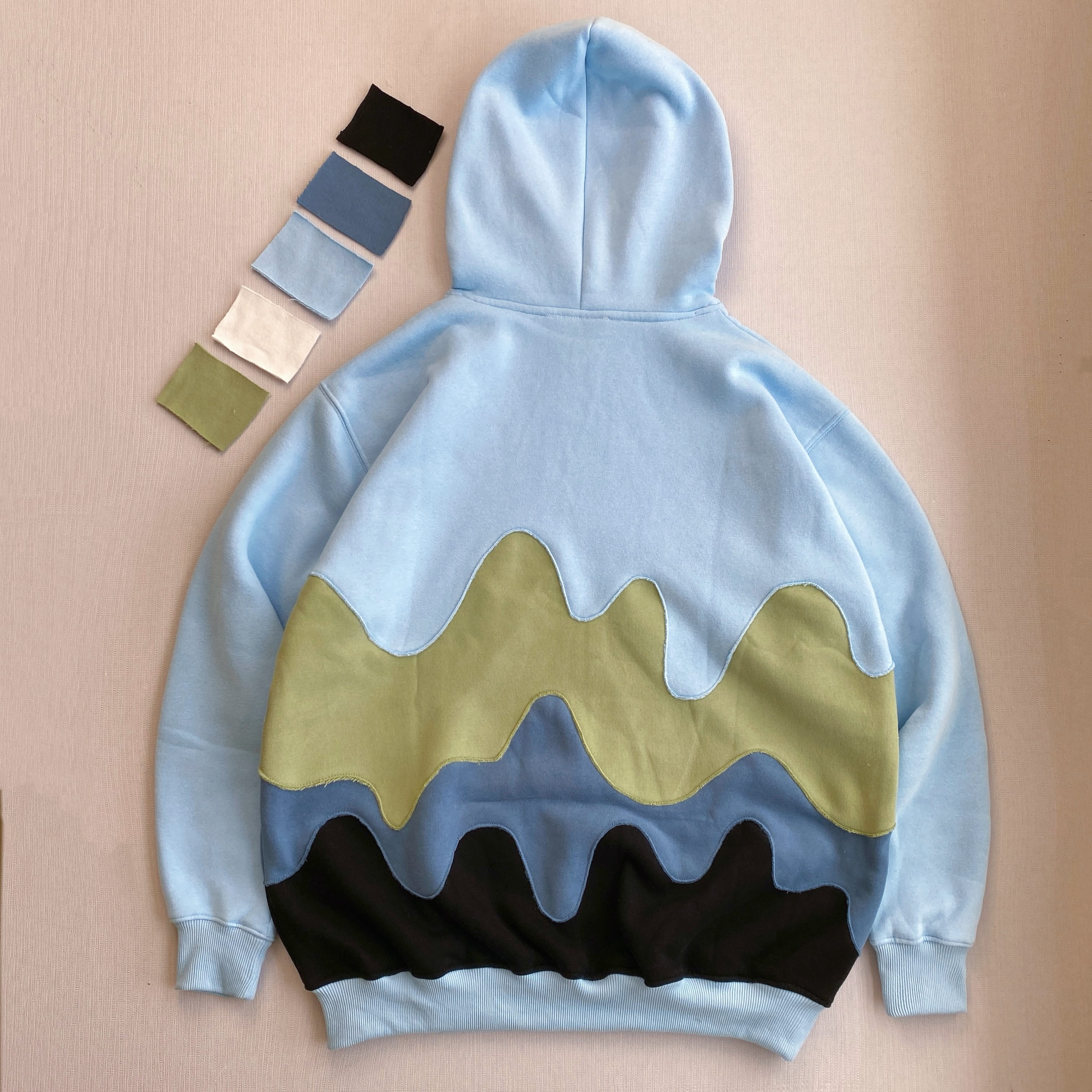 Waveform Patchwork Reworked Hoodie - Sky Drift Edition
