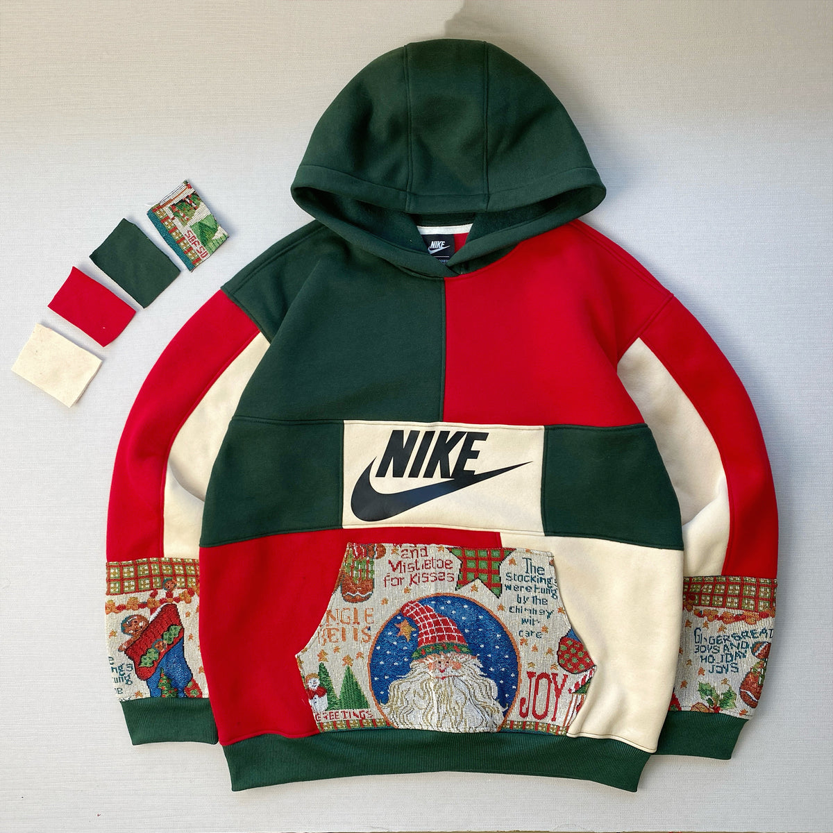 Yuletide Joy 1-of-1 Handcrafted Tapestry Patchwork Hoodie