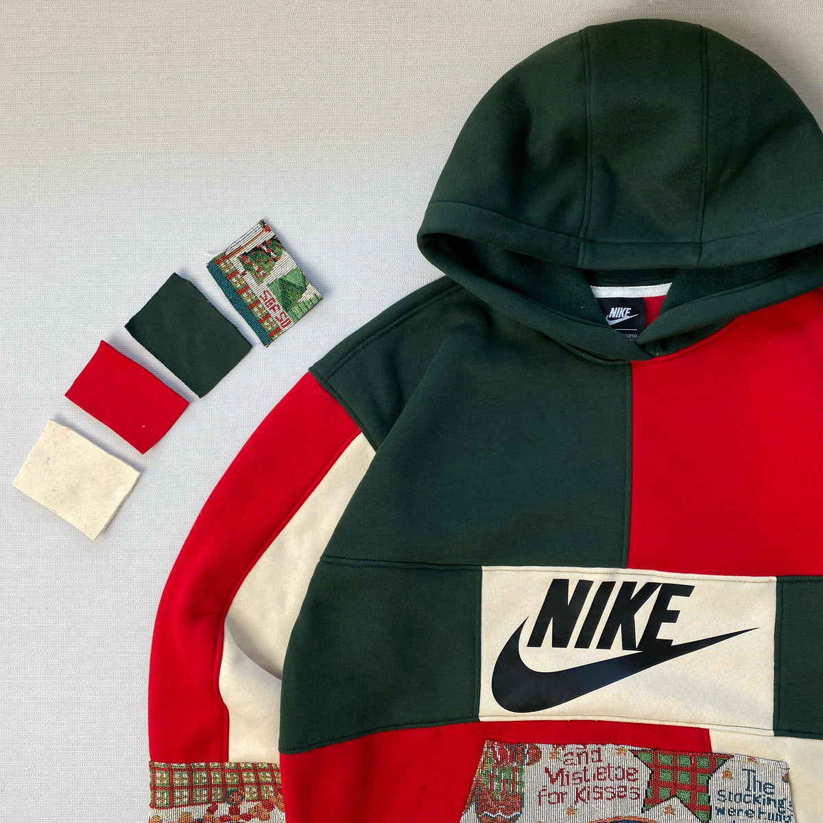 Yuletide Joy 1-of-1 Handcrafted Tapestry Patchwork Hoodie
