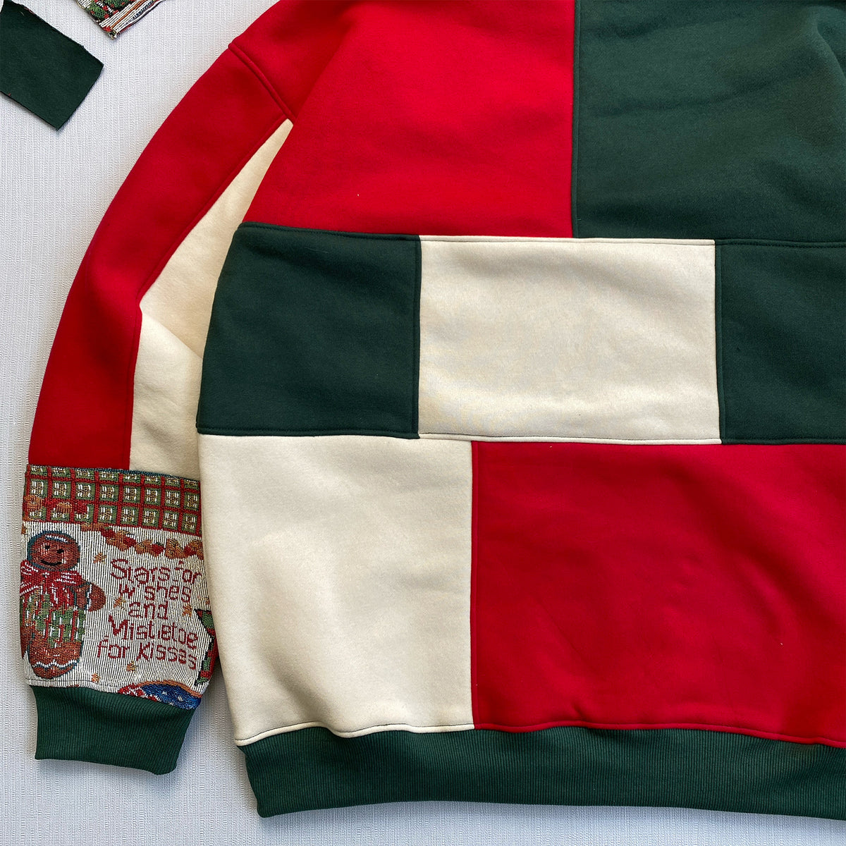 Yuletide Joy 1-of-1 Handcrafted Tapestry Patchwork Hoodie