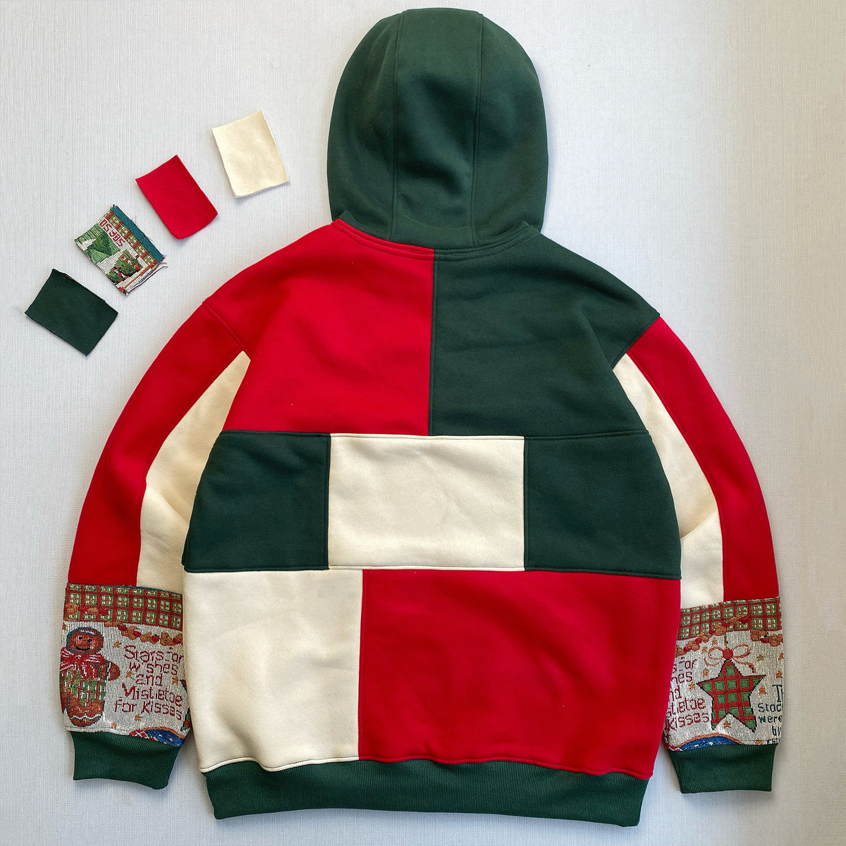 Yuletide Joy 1-of-1 Handcrafted Tapestry Patchwork Hoodie