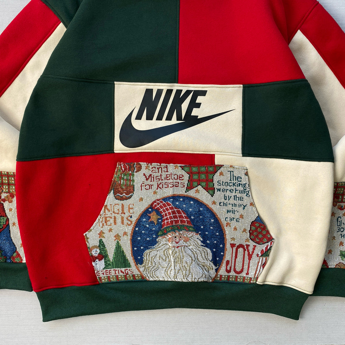 Yuletide Joy 1-of-1 Handcrafted Tapestry Patchwork Hoodie