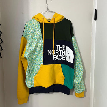 Upcycled “Golden Wildflower” Hoodie. Reworked Pullover Sweatshirt