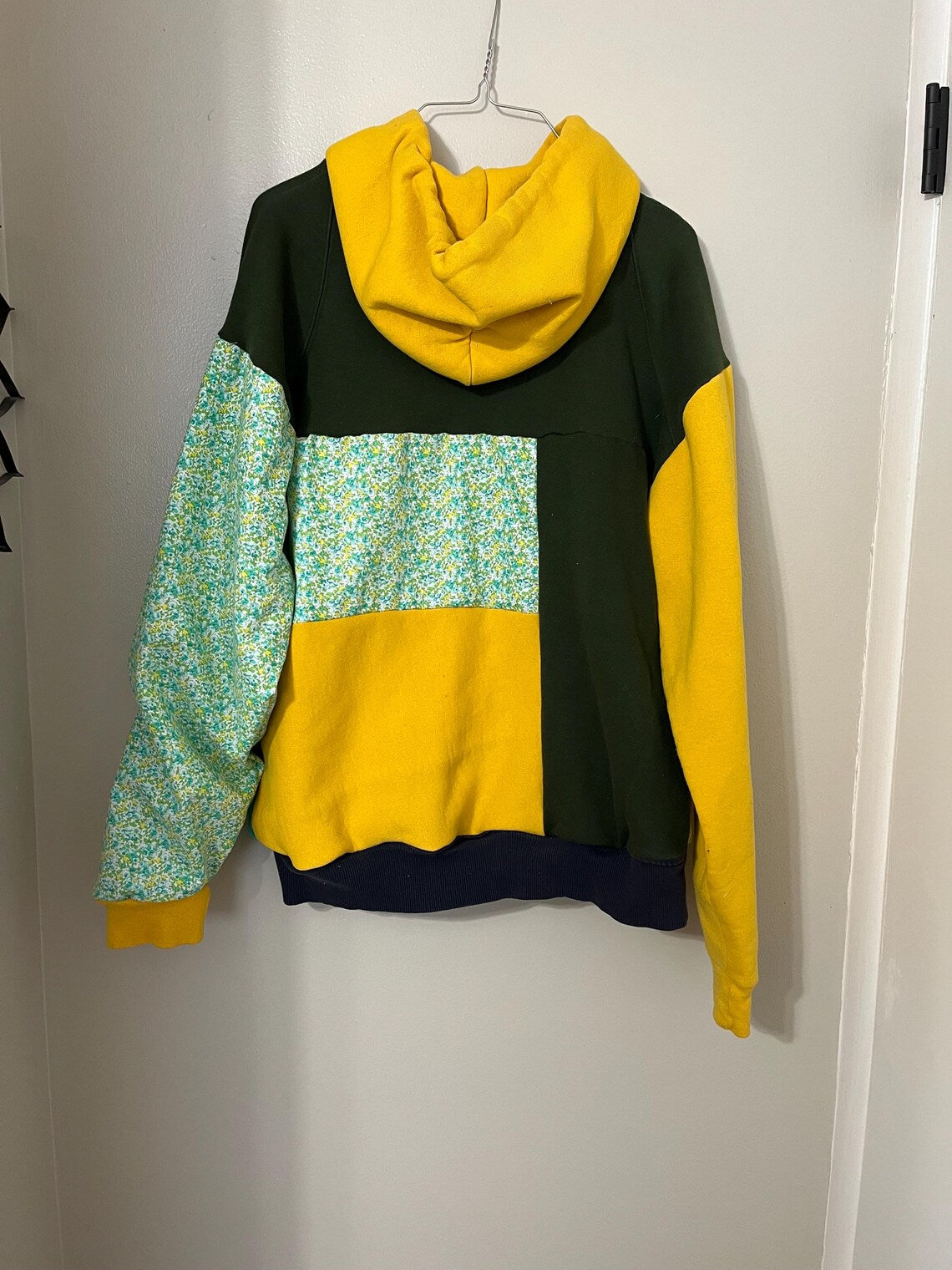 Upcycled “Golden Wildflower” Hoodie. Reworked Pullover Sweatshirt